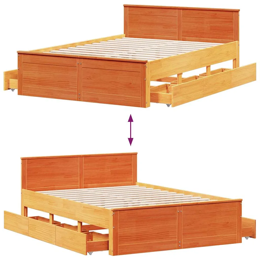 Cadre de lit sans matelas avec tête de lit brun cire 140x190 cm - 10
