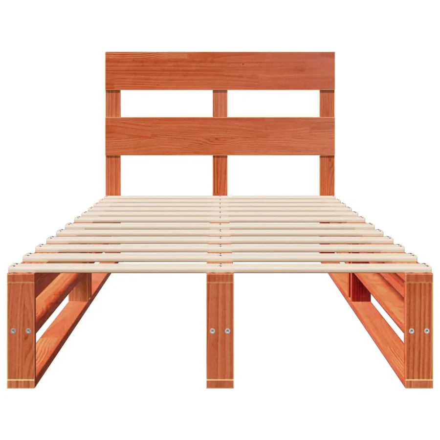 Cadre de lit sans matelas cire marron 100x200cm bois pin massif - 4