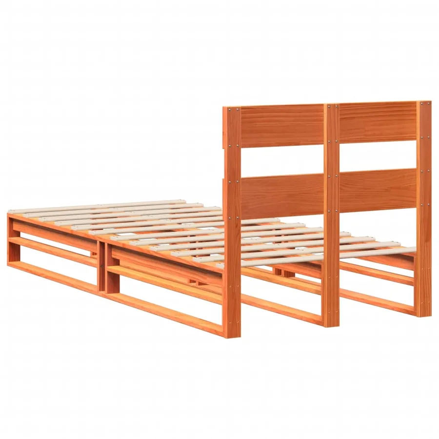 Cadre de lit sans matelas cire marron 100x200cm bois pin massif - 8