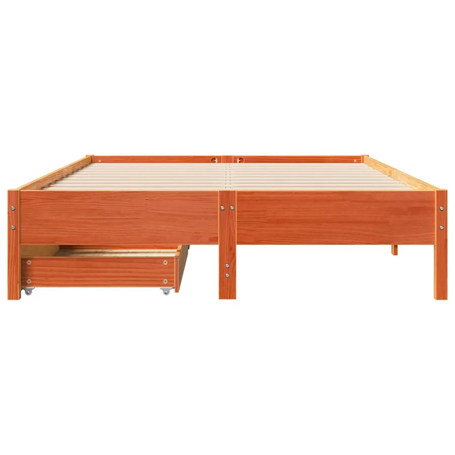 Cadre de lit sans matelas cire marron 135x190cm bois pin massif - 4