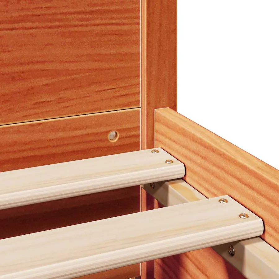 Cadre de lit sans matelas cire marron 135x190cm bois pin massif - 10