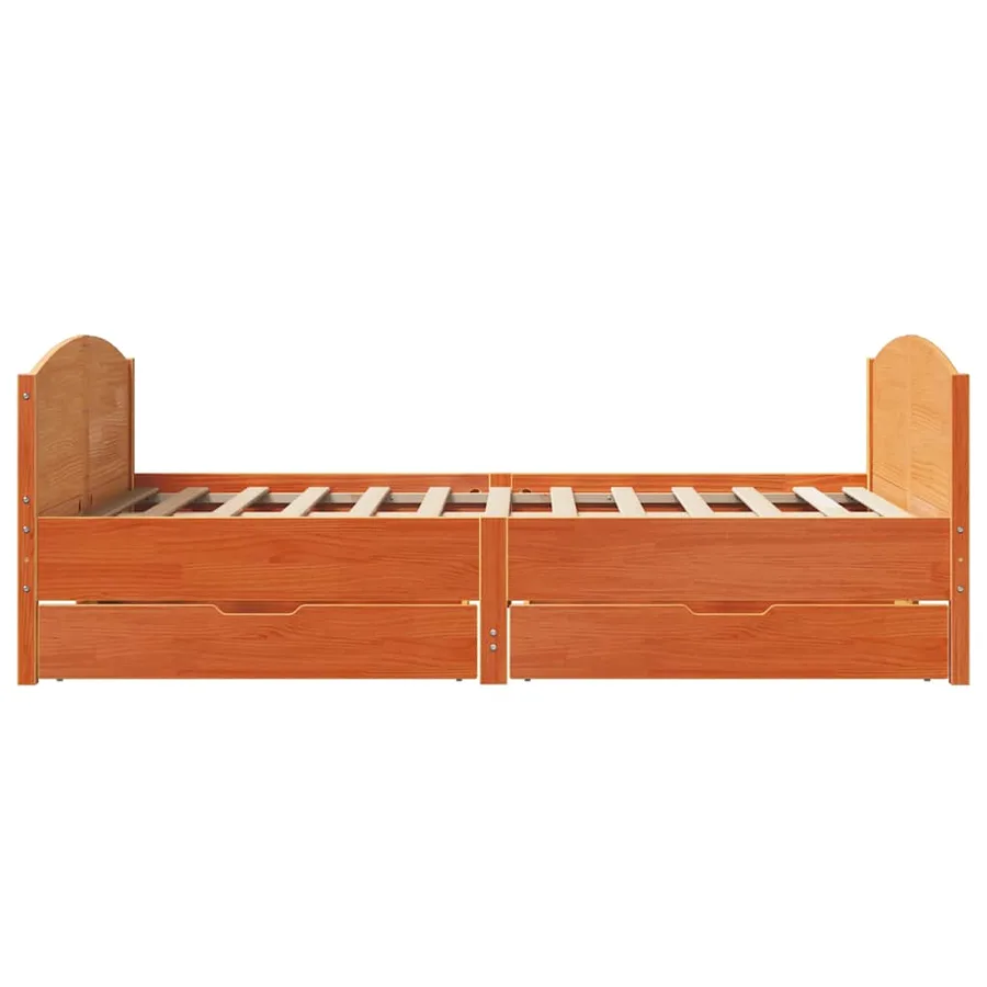 Cadre de lit sans matelas cire marron 135x190cm bois pin massif - 7