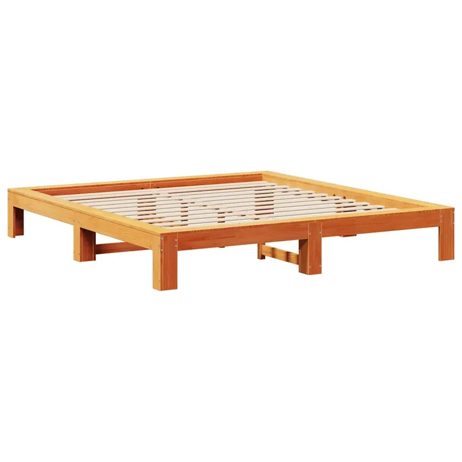Cadre de lit sans matelas cire marron 140x190cm bois pin massif - 4