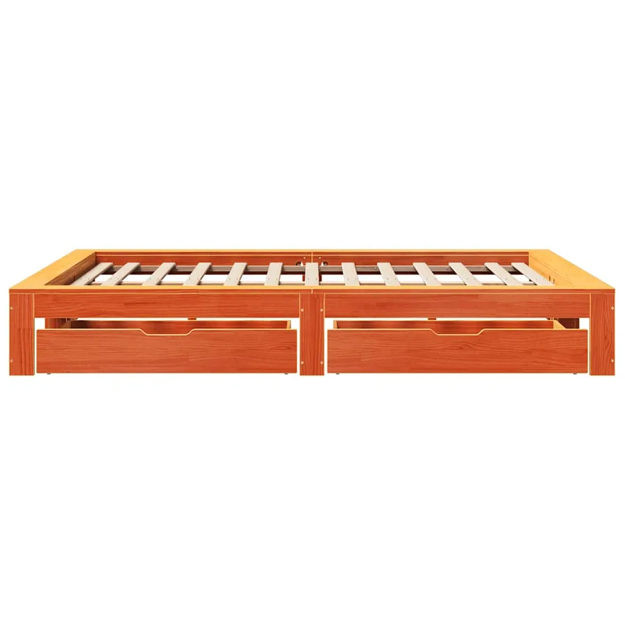 Cadre de lit sans matelas cire marron 140x190cm bois pin massif - 7