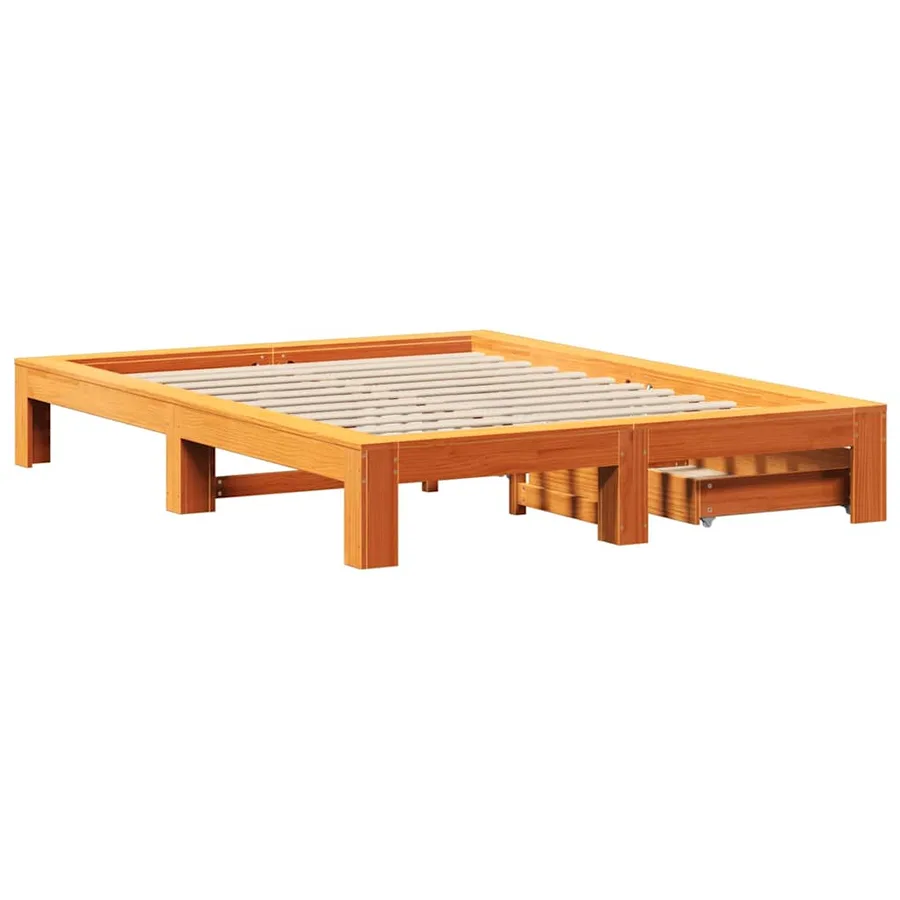 Cadre de lit sans matelas cire marron 140x190cm bois pin massif - 8