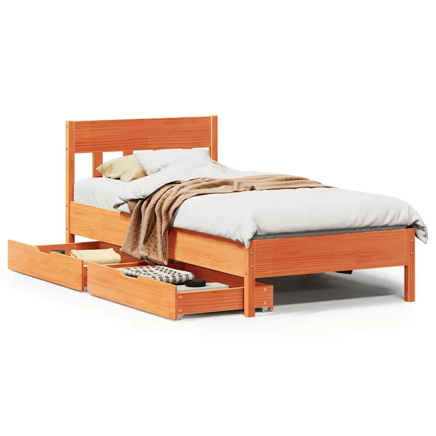 Cadre de lit sans matelas cire marron 90x190 cm bois pin massif - 2