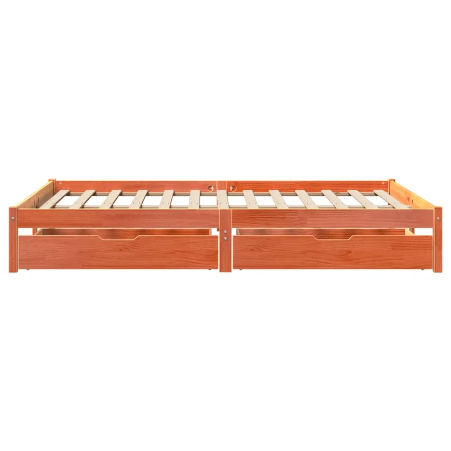 Cadre de lit sans matelas cire marron 135x190cm bois pin massif - 5