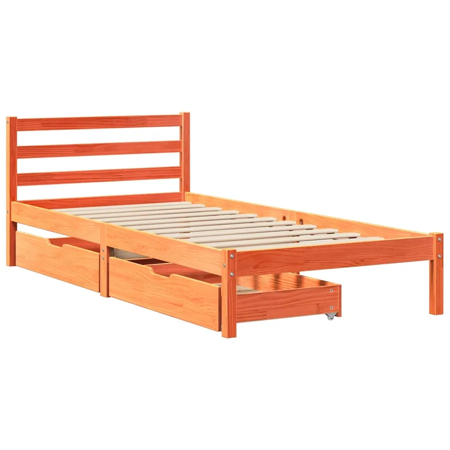 Cadre de lit sans matelas cire marron 90x190 cm bois pin massif - 3