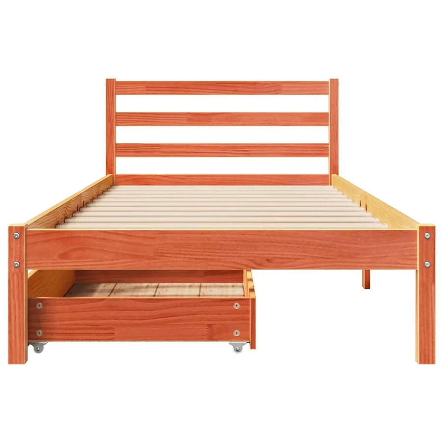 Cadre de lit sans matelas cire marron 90x190 cm bois pin massif - 4