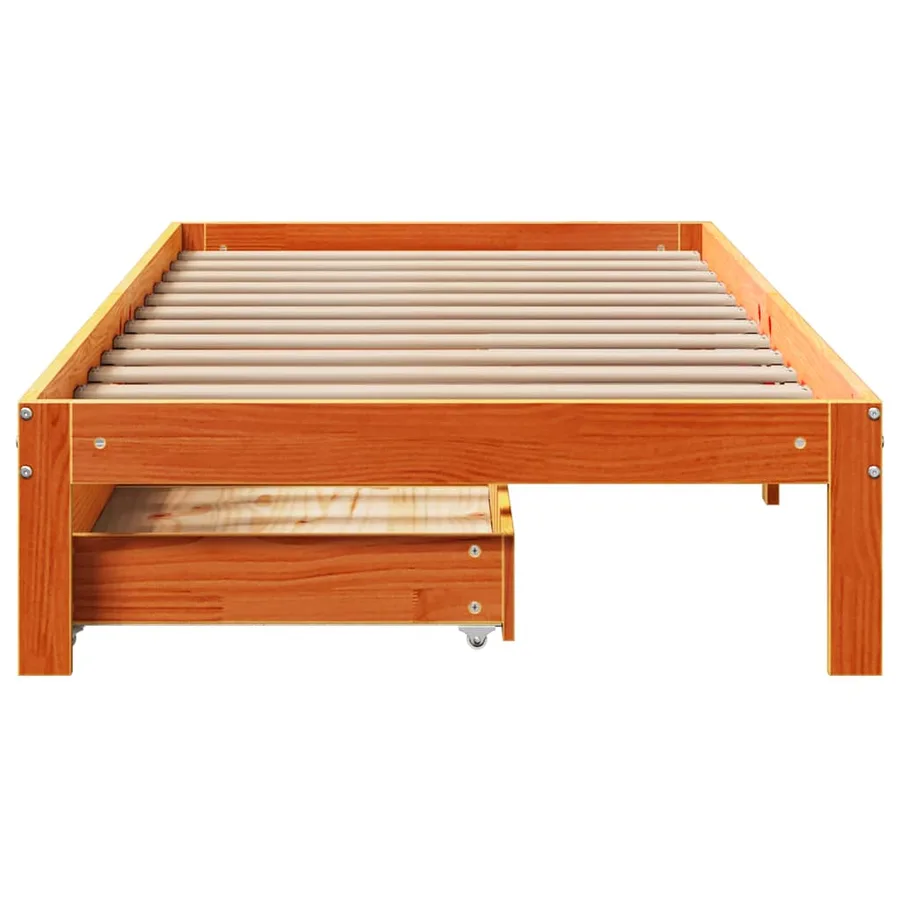 Cadre de lit avec tiroirs sans matelas cire marron 100x200 cm - 4