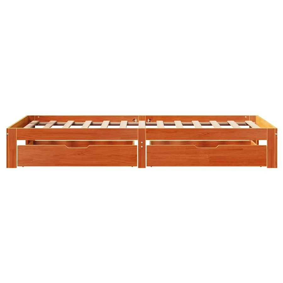 Cadre de lit avec tiroirs sans matelas cire marron 100x200 cm - 7