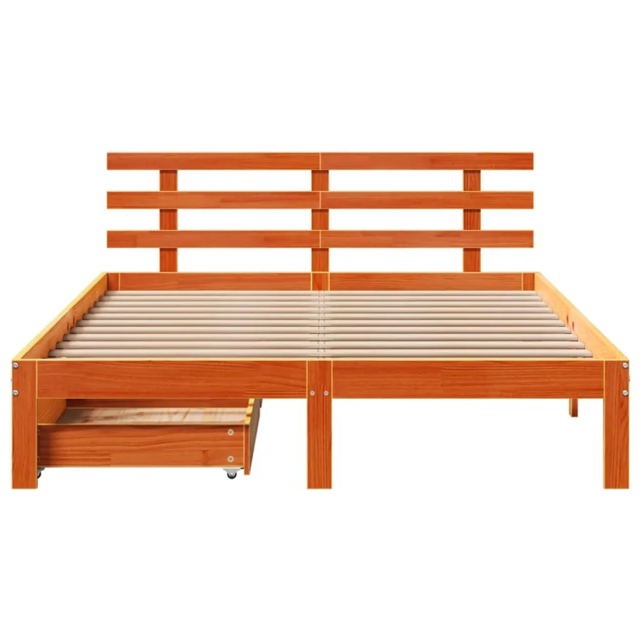 Cadre de lit avec tiroirs sans matelas cire marron 150x200 cm - 4