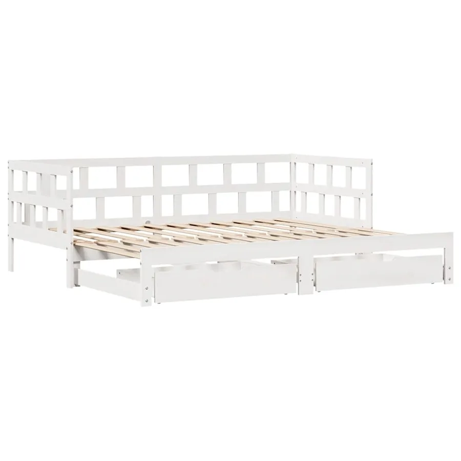 Lit de jour avec gigogne et tiroirs sans matelas blanc 90x200cm - 3