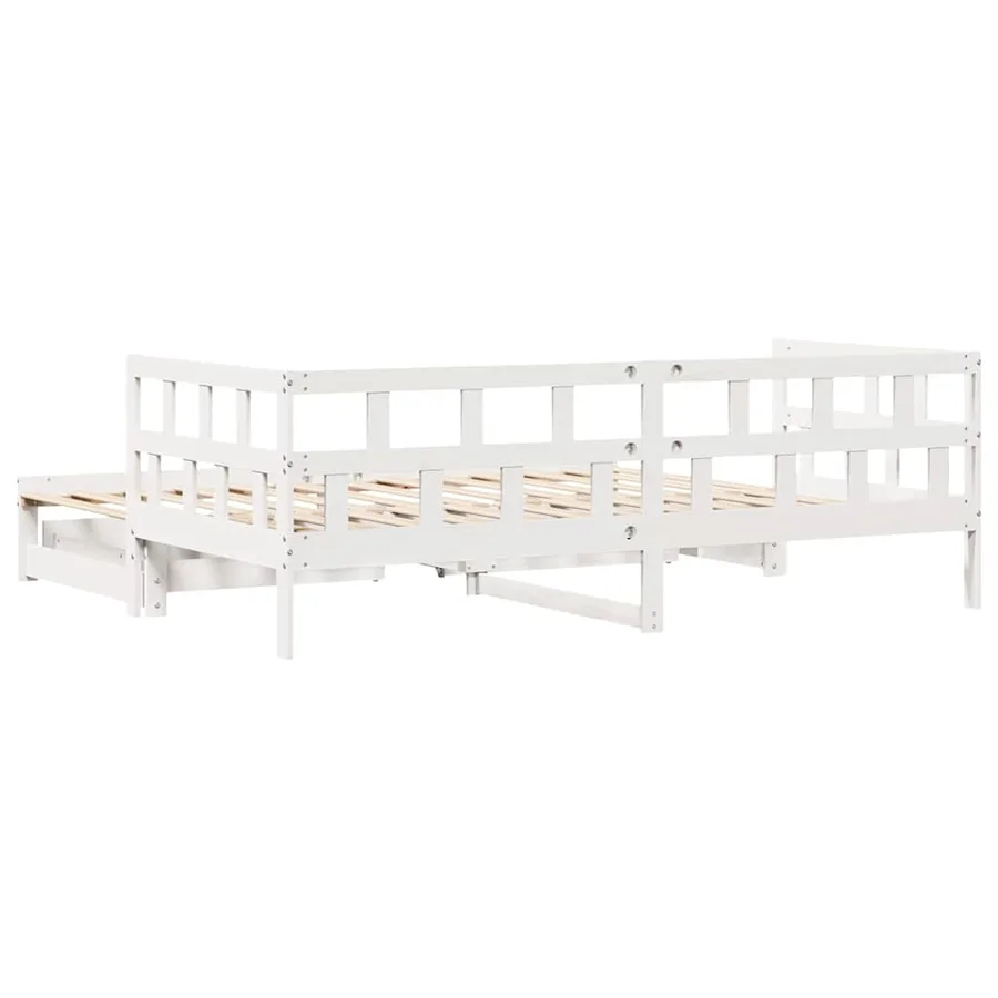 Lit de jour avec gigogne et tiroirs sans matelas blanc 90x200cm - 7