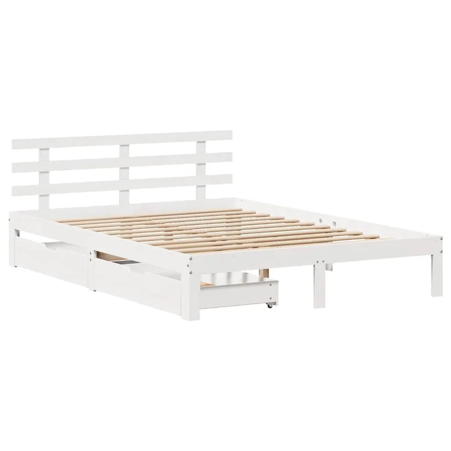 Cadre de lit avec tiroirs sans matelas blanc 140x190 cm - 3