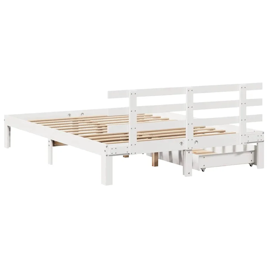 Cadre de lit avec tiroirs sans matelas blanc 140x190 cm - 6