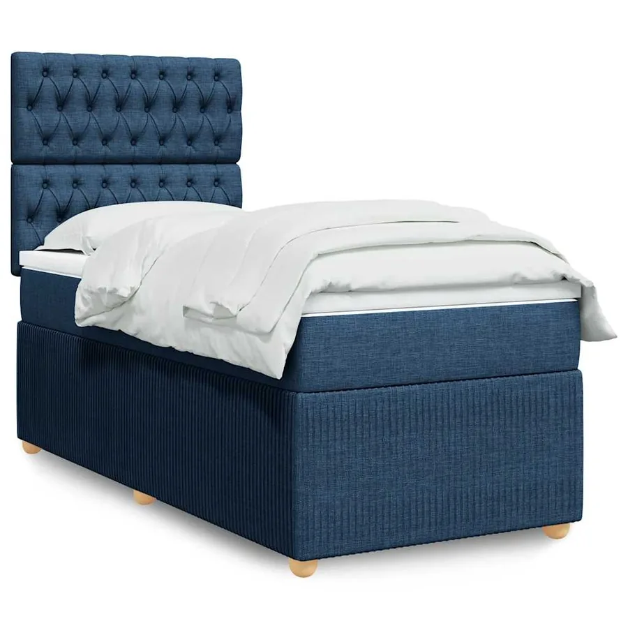 Sommier à lattes de lit avec matelas Bleu 80x200 cm Tissu