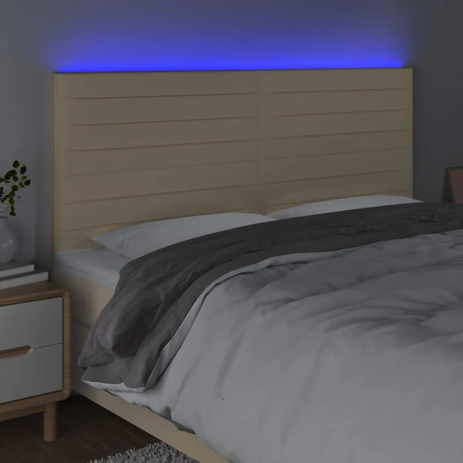 Tête de lit à LED Crème 160x5x118/128 cm Tissu - 3