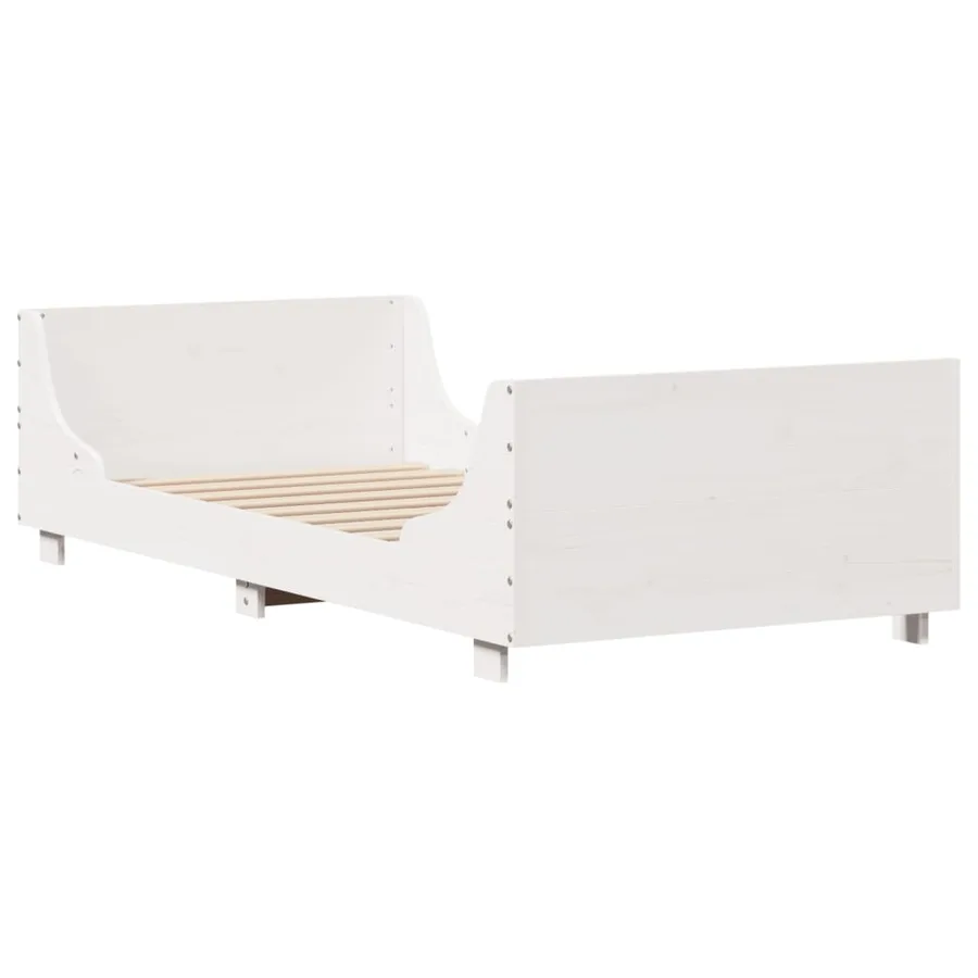 Cadre de lit sans matelas blanc 75x190 cm bois de pin massif - 3
