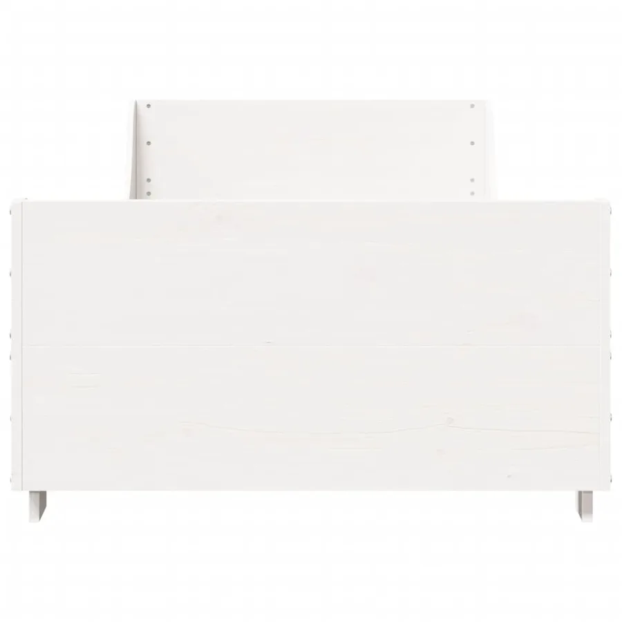 Cadre de lit sans matelas blanc 75x190 cm bois de pin massif - 4