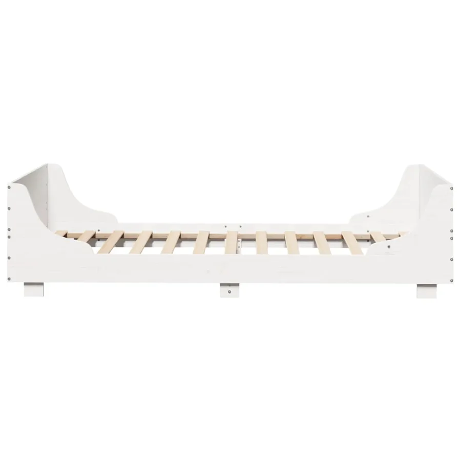 Cadre de lit sans matelas blanc 75x190 cm bois de pin massif - 5