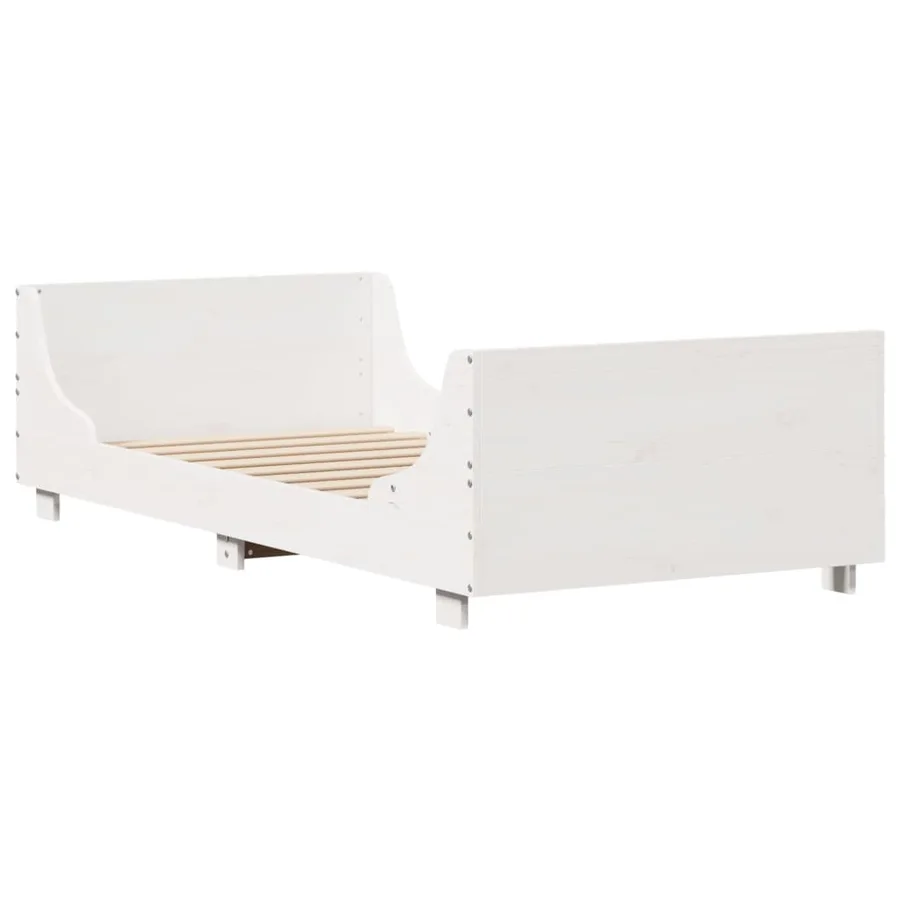Cadre de lit sans matelas blanc 75x190 cm bois de pin massif - 6