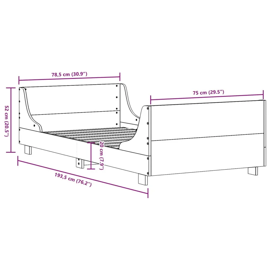Cadre de lit sans matelas blanc 75x190 cm bois de pin massif - 9