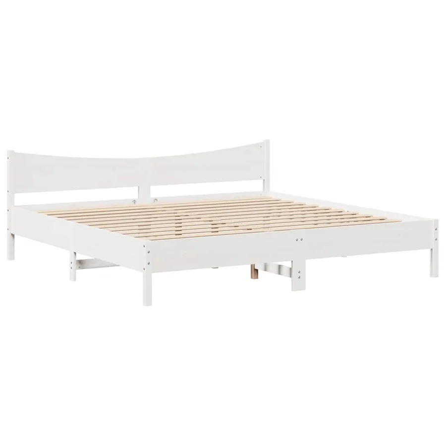 Cadre de lit avec tiroirs blanc 200x200 cm bois massif de pin - 5