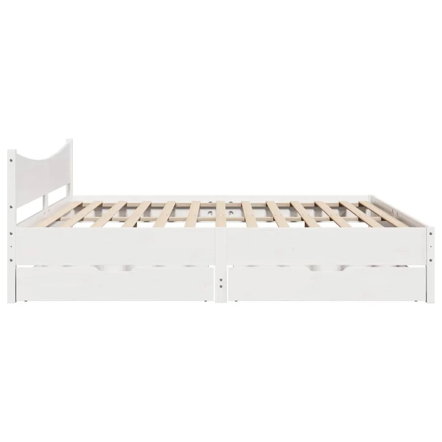 Cadre de lit avec tiroirs blanc 200x200 cm bois massif de pin - 7
