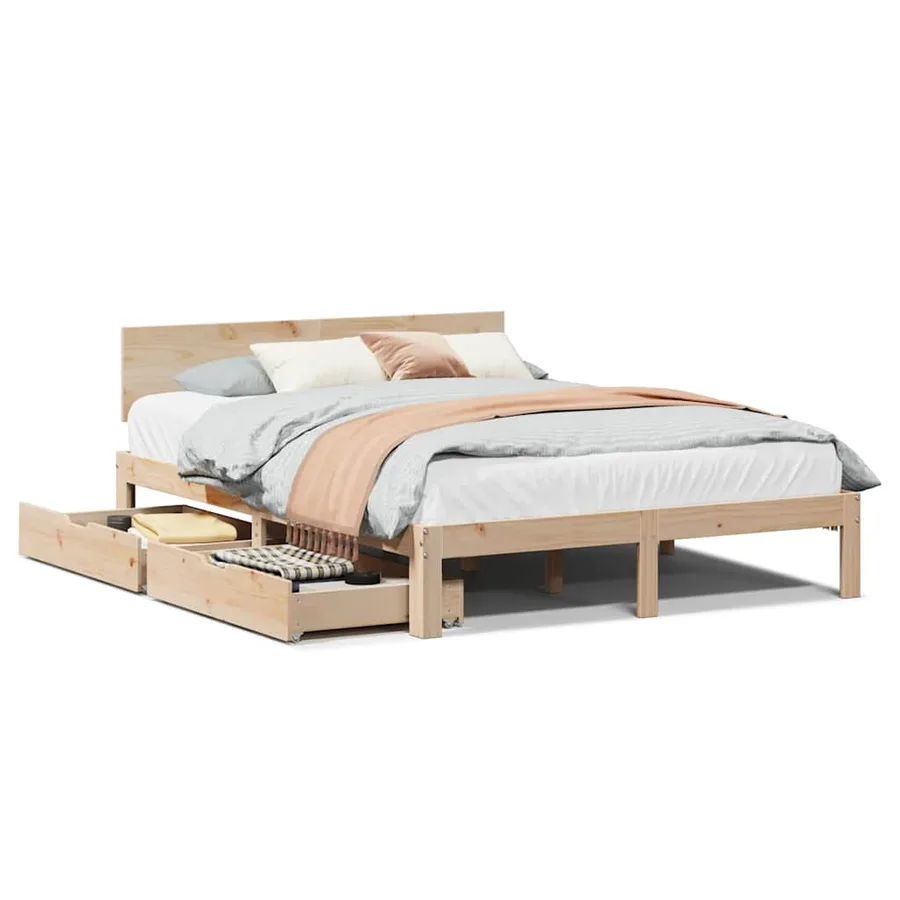 Cadre de lit avec tiroirs sans matelas 120x190 cm - 2