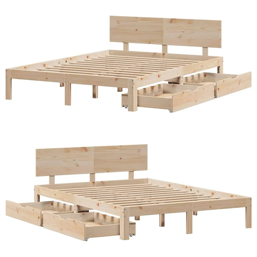 Cadre de lit avec tiroirs sans matelas 120x190 cm - 9