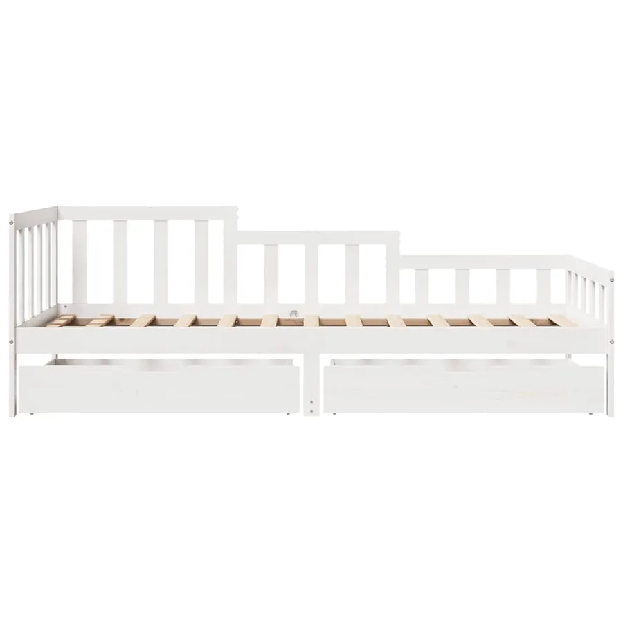 Lit de jour et tiroirs sans matelas blanc 90x200 cm bois massif - 4