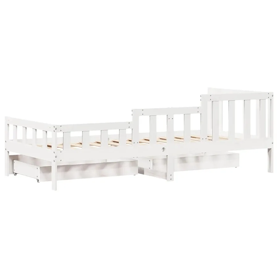 Lit de jour et tiroirs sans matelas blanc 90x200 cm bois massif - 8