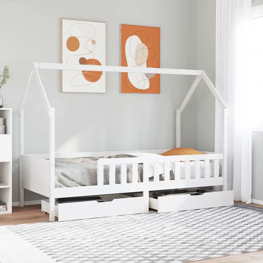 Cadre de lit enfants avec tiroirs sans matelas 80x200 cm bois