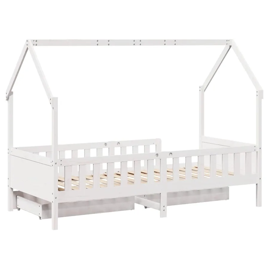 Cadre de lit enfants avec tiroirs sans matelas 80x200 cm bois - 8