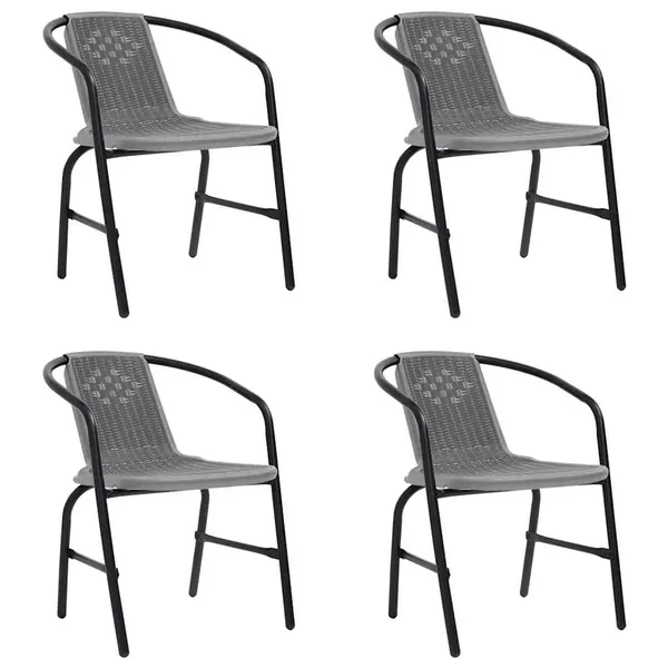 Chaises de jardin lot de 4 Rotin de plastique et acier 110 kg