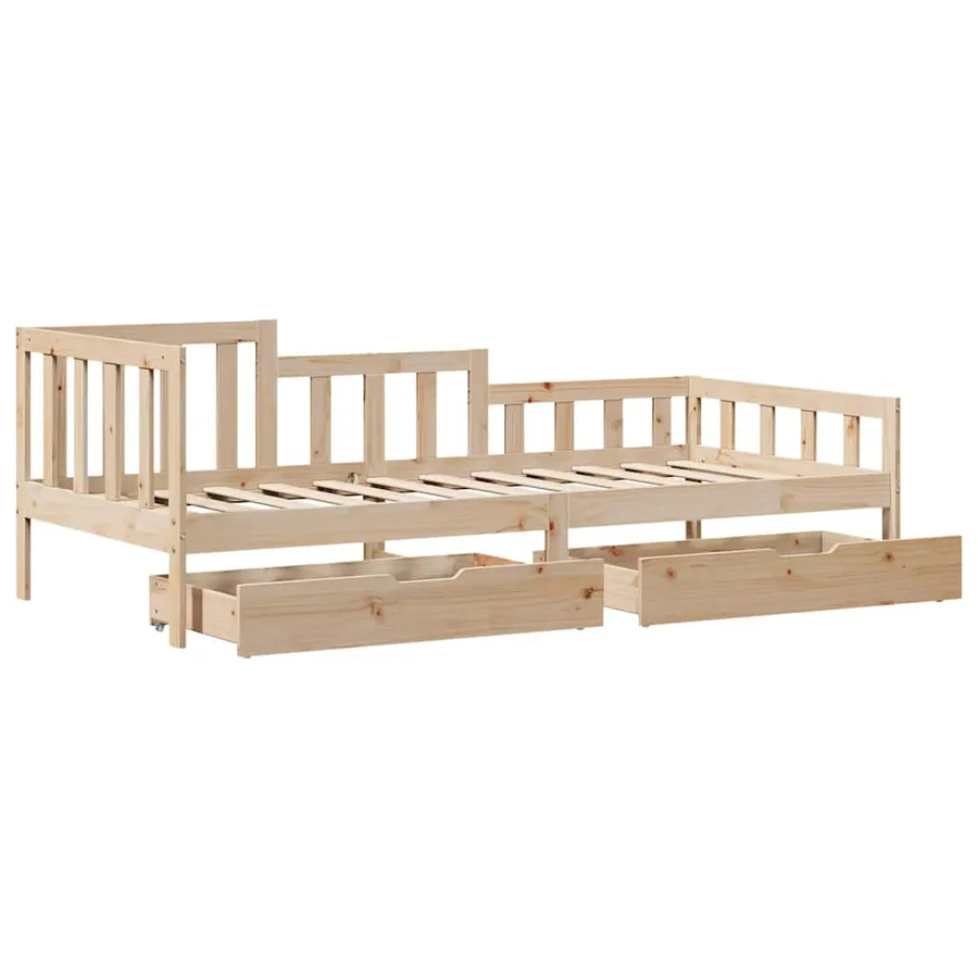 Lit de jour avec tiroirs sans matelas 80x200 cm bois massif - 5