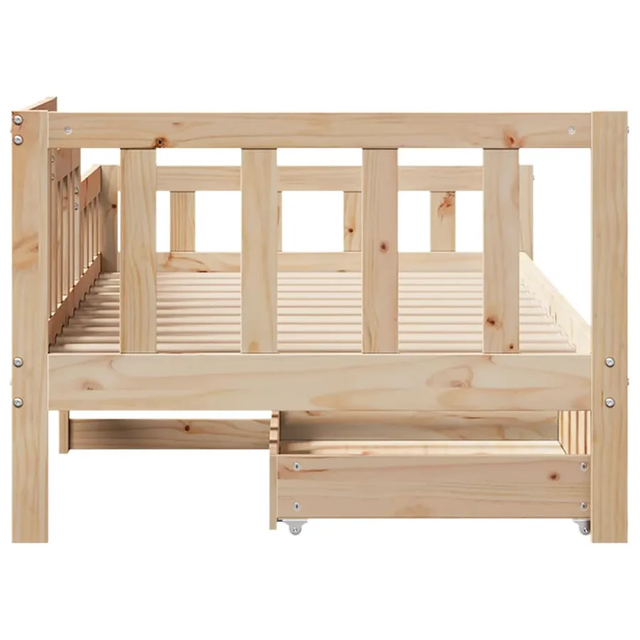 Lit de jour avec tiroirs sans matelas 80x200 cm bois massif - 7