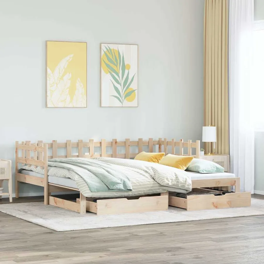 Lit de jour avec gigogne et tiroirs sans matelas 80x200 cm