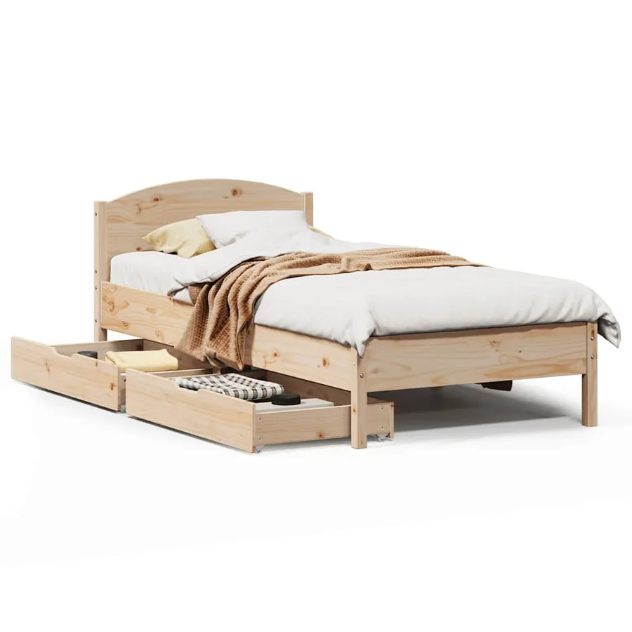 Cadre de lit sans matelas 100x200 cm bois massif de pin - 2