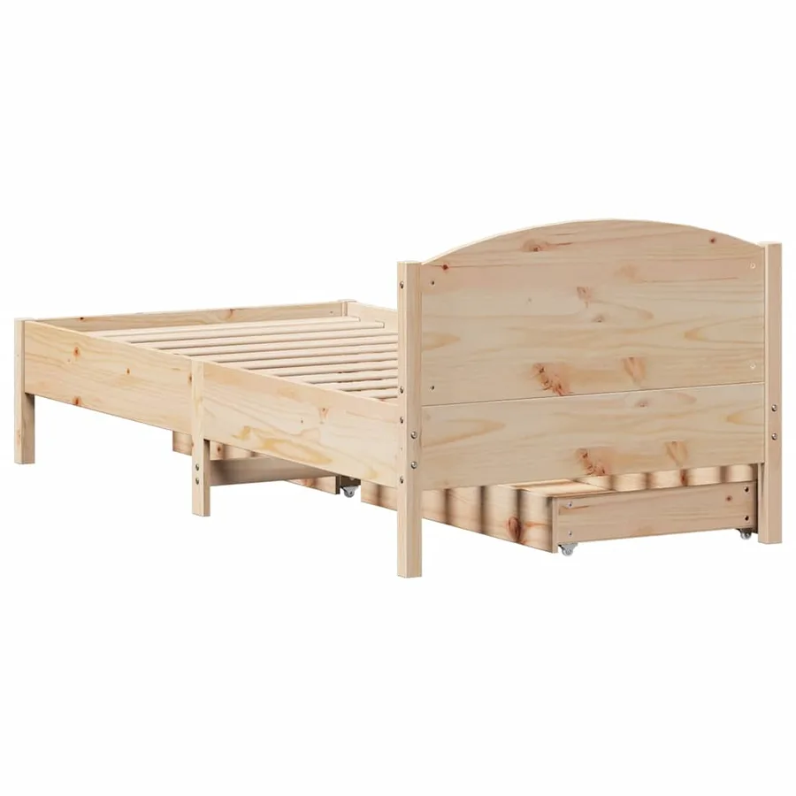 Cadre de lit sans matelas 100x200 cm bois massif de pin - 8