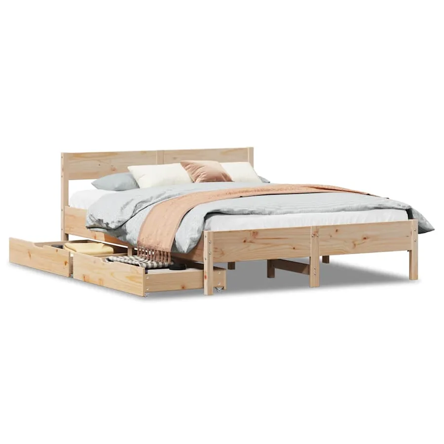 Cadre de lit sans matelas 150x200 cm bois de pin massif - 2