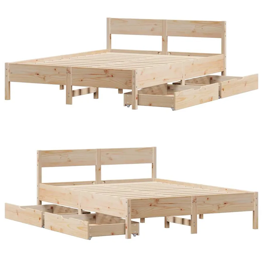Cadre de lit sans matelas 150x200 cm bois de pin massif - 9