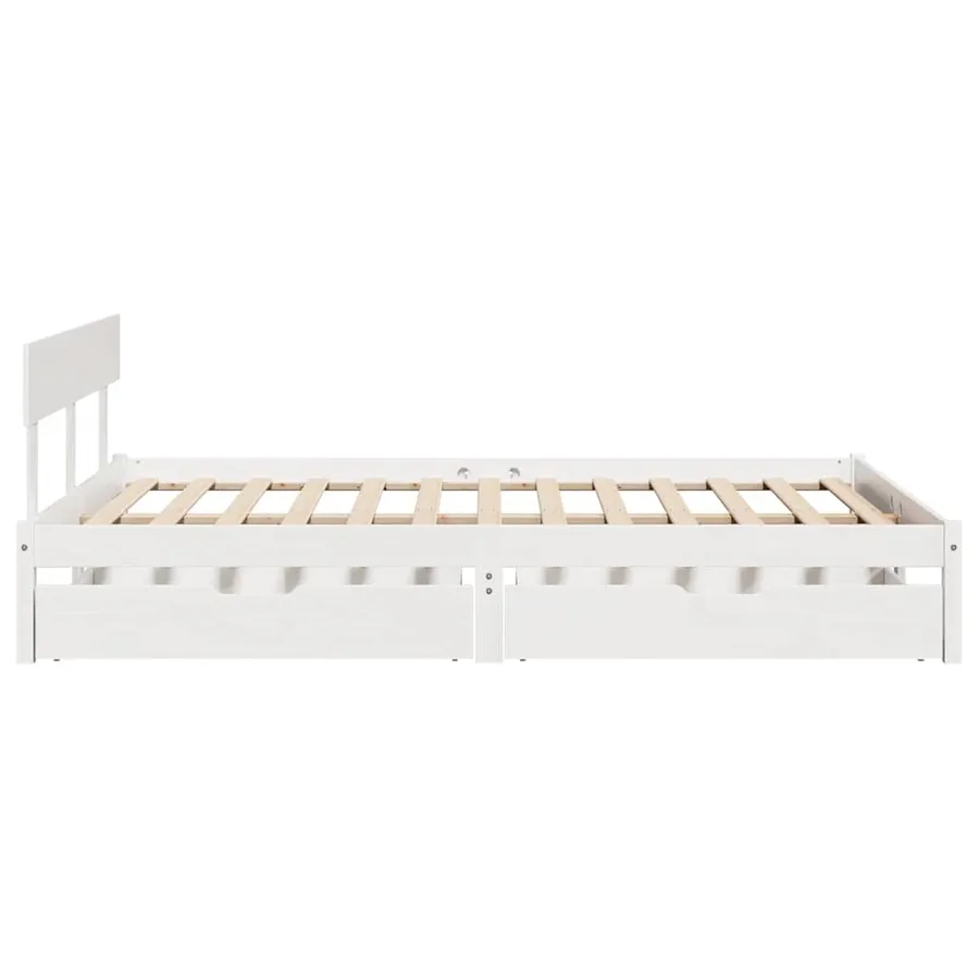 Cadre de lit sans matelas blanc 120x200 cm bois de pin massif - 5