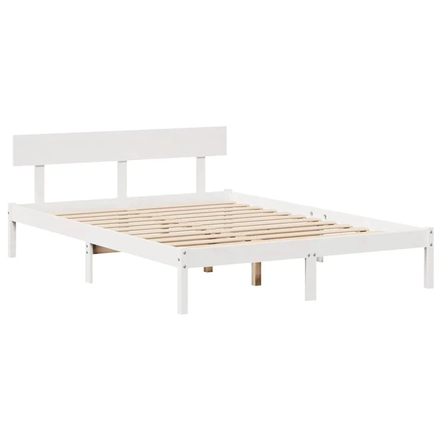 Cadre de lit sans matelas blanc 120x200 cm bois de pin massif - 7