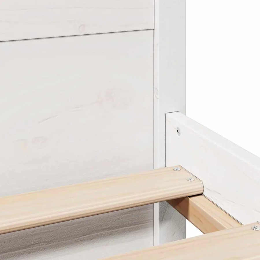 Cadre de lit sans matelas blanc 180x200 cm bois massif de pin - 10