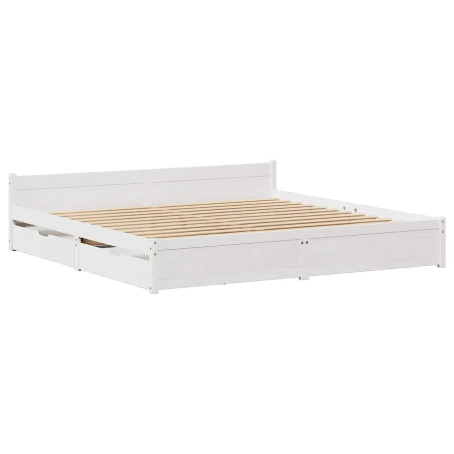 Cadre de lit sans matelas blanc 180x200 cm bois massif de pin - 3