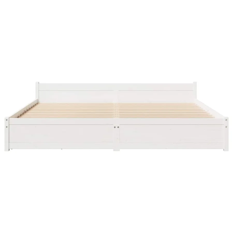 Cadre de lit sans matelas blanc 180x200 cm bois massif de pin - 4