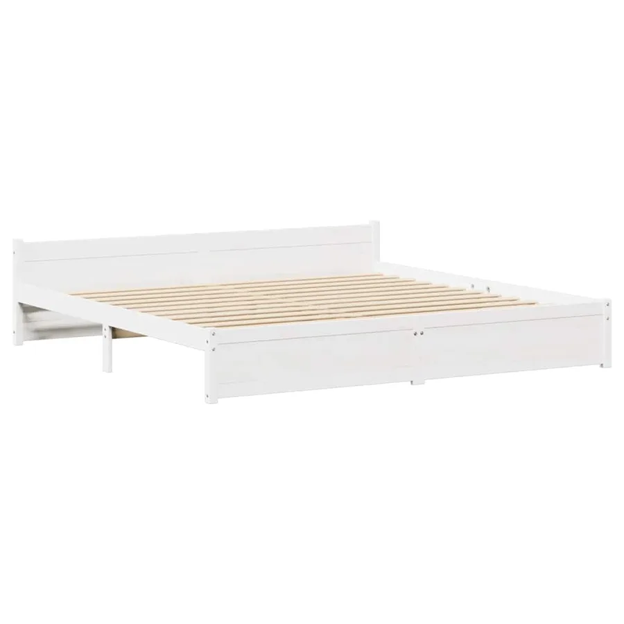 Cadre de lit sans matelas blanc 180x200 cm bois massif de pin - 5