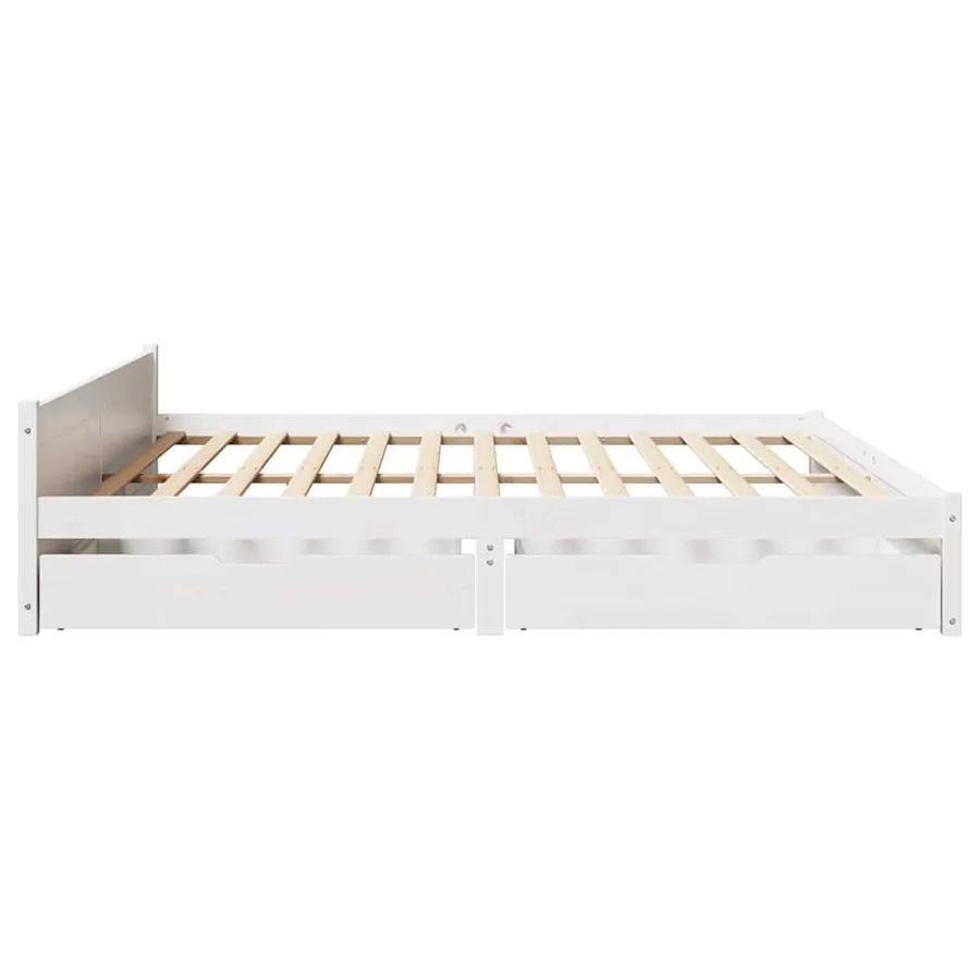 Cadre de lit sans matelas blanc 180x200 cm bois massif de pin - 7
